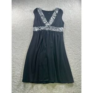 Love Tease Women's Black Dress Medium Zebra Print V-Neck Polyester